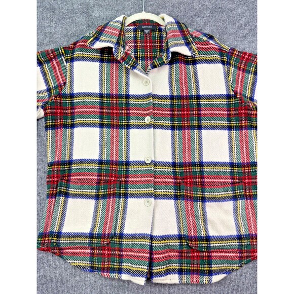 Karen Kane Women's Plus SIze OX Fleece Red Green Plaid Shirt Jacket Shacket - Picture 2 of 12